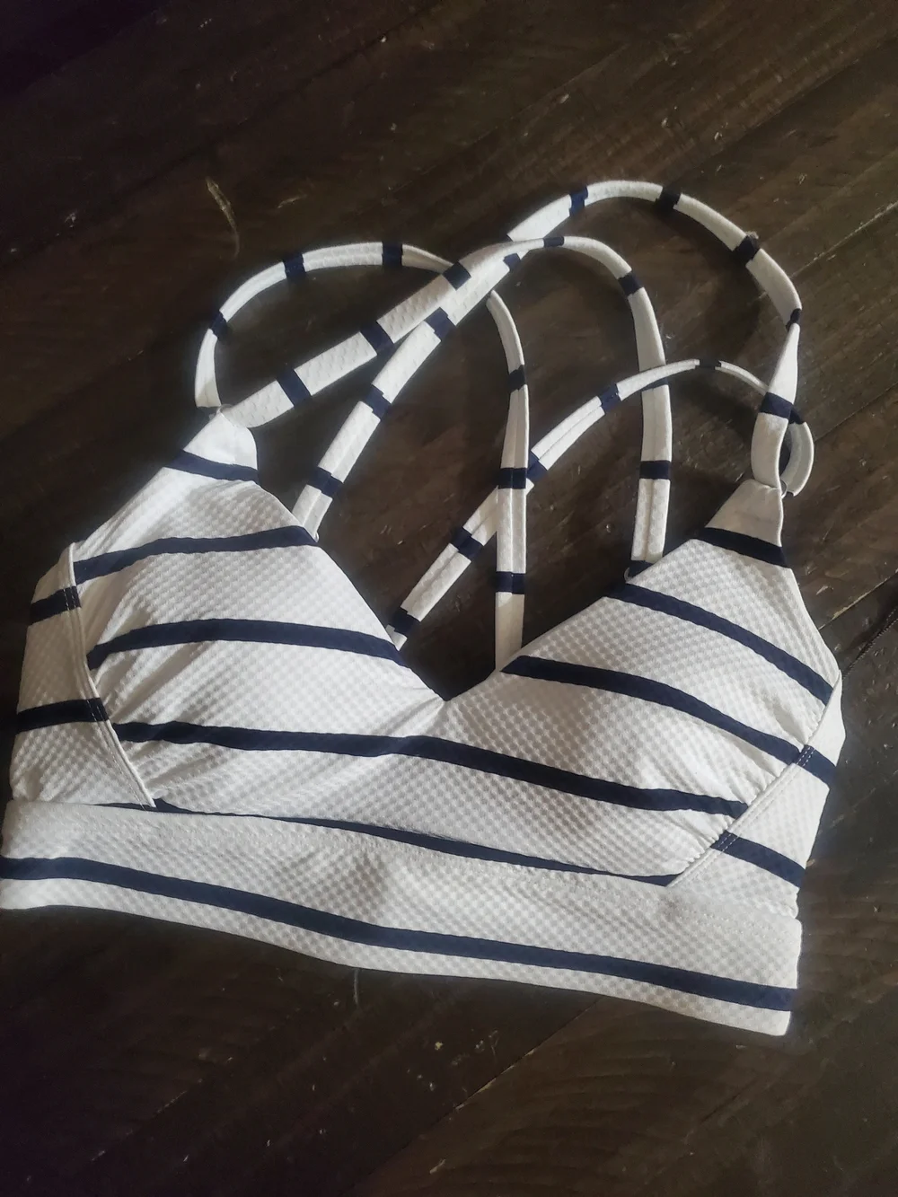 CALIA by Carrie Underwood Striped Swim Bralette - White & Black